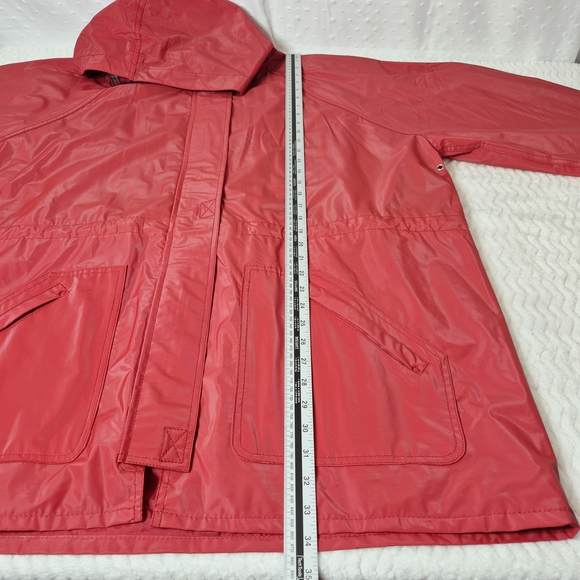TOTES Isotoner Brick Red Hooded Rain Jacket Water Proof Size XL Vintage 90's - Picture 4 of 11